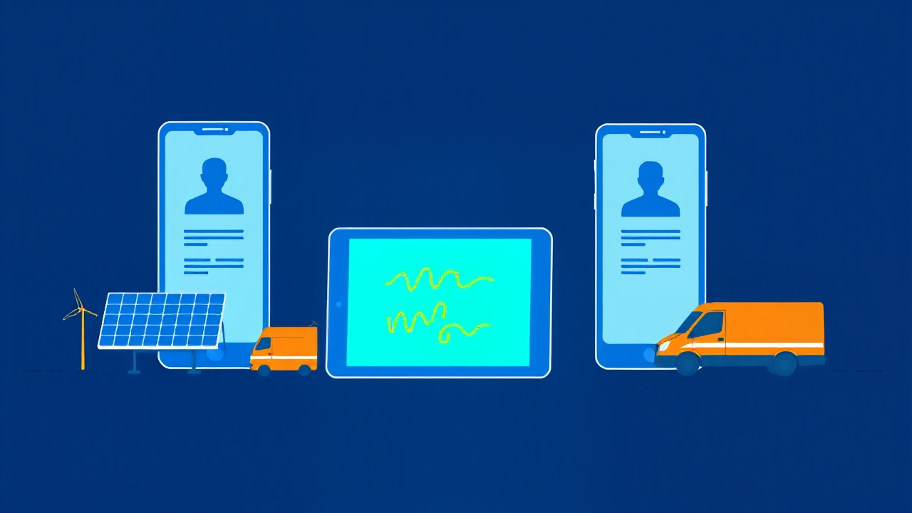 Hero illustration for: Best Digital Business Card Apps for Solar Sales Reps